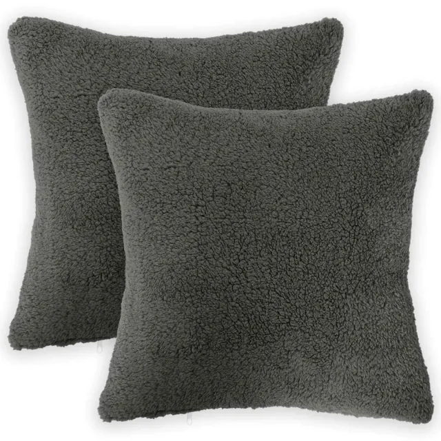 vidaXL Kussensloop 2 st HEERLEN Donkergrijs 45 x 45 cm Bouclé