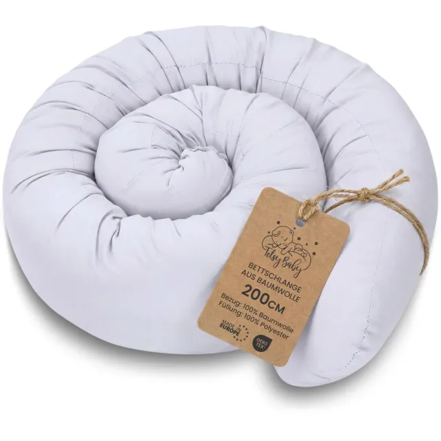 Totsy baby Zijslaapkussen, bedslang, lichaamskussen, 200 cm, katoen, hoofdkussen, lange bedrol, slaapkussen, nekrolkussen, lichtgrijs Lichtgrijs B (200 cm)