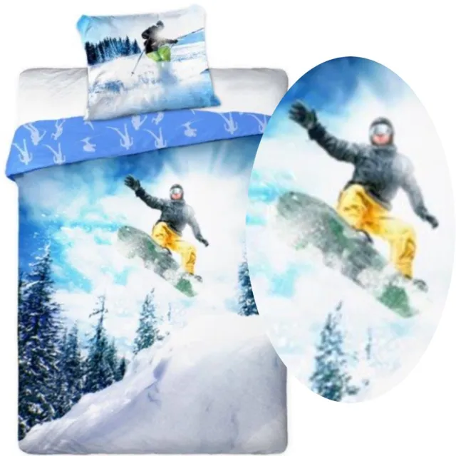 Faro Dekbedovertrek Set Katoen Snowboard Winter Sport Multicolor