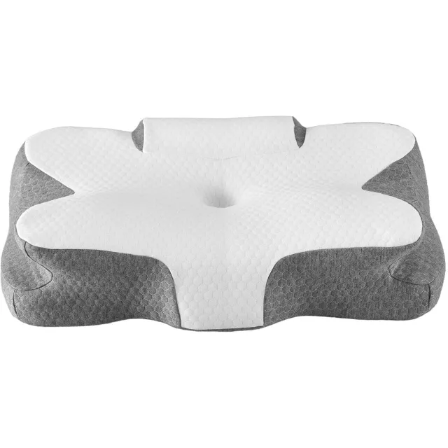 Klarven Hoofdkussen Memory Foam Wit-Grijs - Ergonomisch Hoofdkussen - Kussen - Pillow - Verstelbare Hoogte En Nekondersteuning - 5 Ergonomische Zones, Dubbelzijdig Grijs/Wit