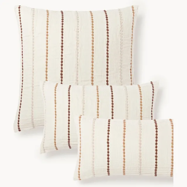 Westwing Collection Katoenen perkal kussensloop Arabella bruin, wit