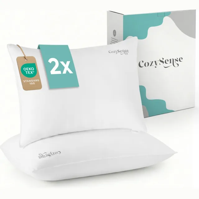 CozySense Hoofdkussen - Set van 2 - 50x70 CM - Ademend Slaapkussen met Zachte Microvezel Hoes - Hotel Kussen - Pillow - Voor Zij, Buik- en Rugslapers wit