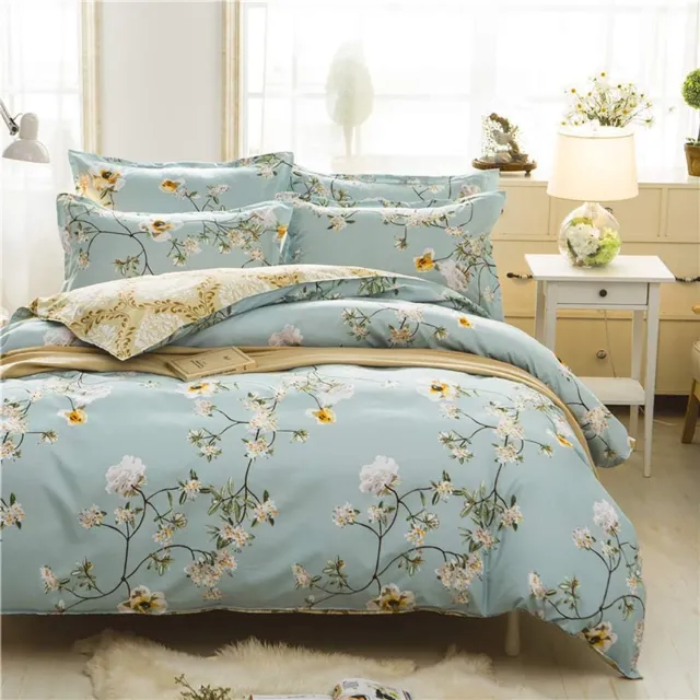 Boqingzhu Dekbedovertrek Set 135x200cm Microvezel, Groen/Wit, Kinderen/Dames