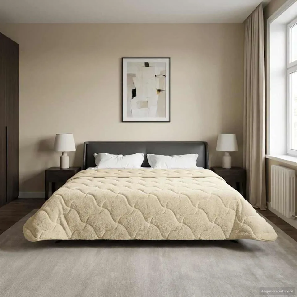 vidaXL Zomer Dekbed 200 x 200 cm Zomer Crèmekleurig Ademend, foto 4