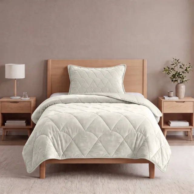 Valking 2 in 1 Velvet Dekbed zonder Overtrek Dekbed - Dekbed inclusief slopen - 140 x 200 cm - Beige