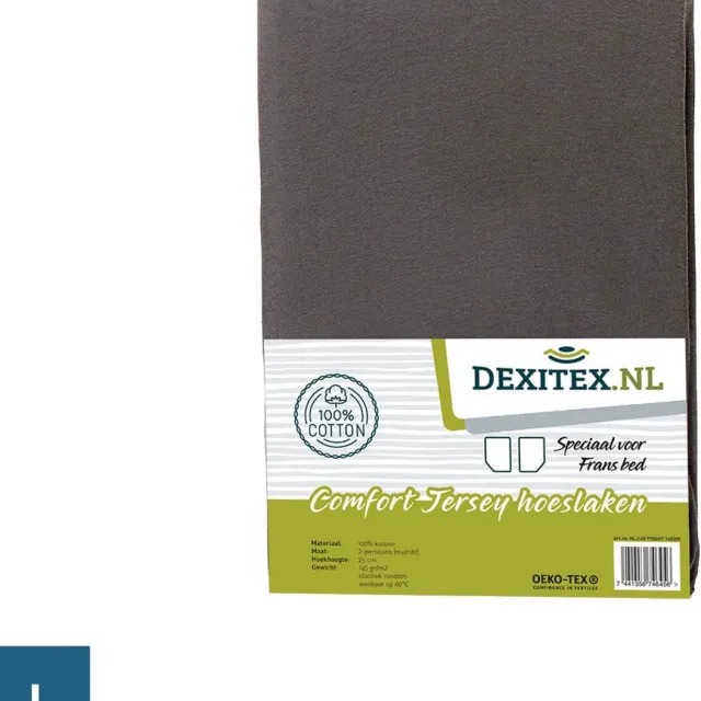 dexitex Jersey hoeslaken Frans bed wit of antraciet, LINKS Antraciet
