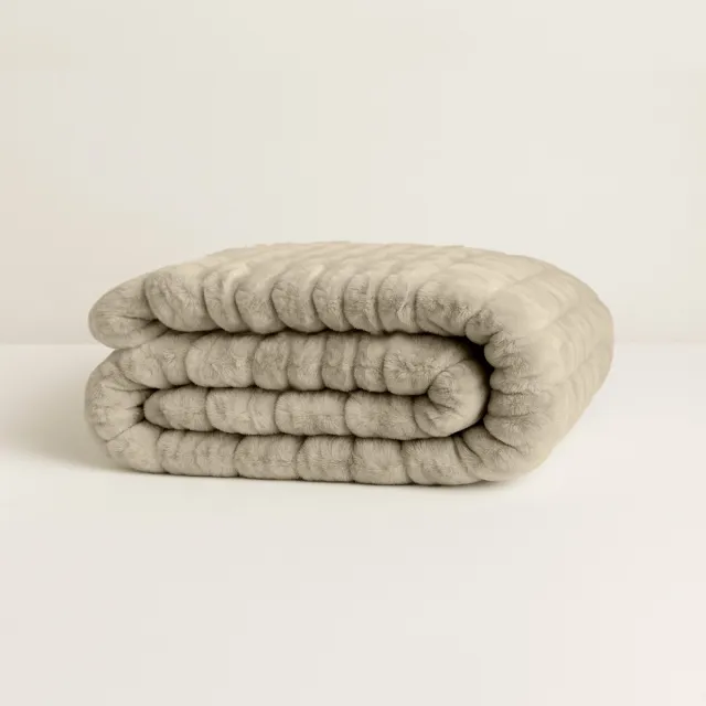 Y-not® Y-NOT - Teddy Dekbed Zonder Overtrek 200x220 - Chunky Rib - All Season - Zacht & Wasbaar - Zand