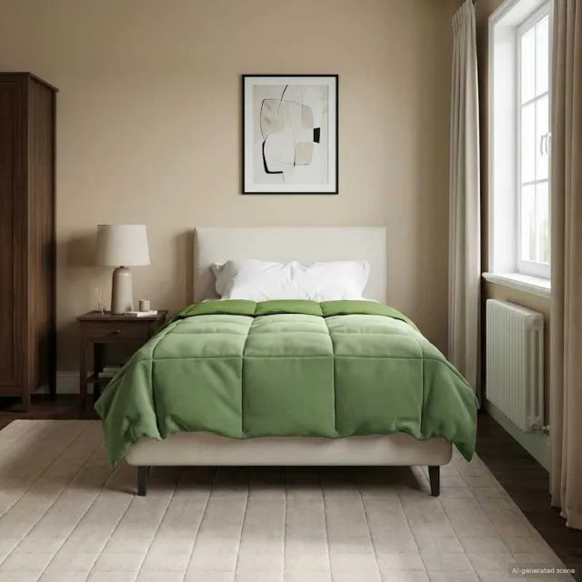 vidaXL Vol jaar dekbed 140 x 200 cm Microfiber (100% polyester) Groen