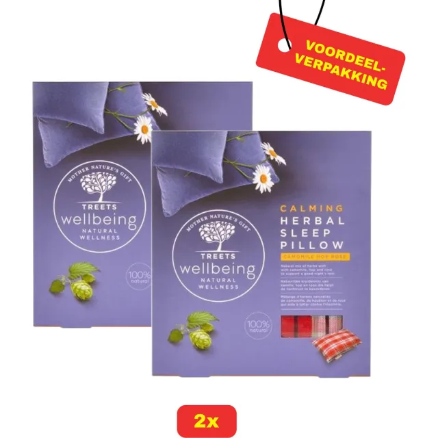 Treets 2x Treets Herbal calming sleep pillow / kruidenmix / bevorderd de goede nacht rust - Voordeelverpakking! Wit, Rood en Zwart