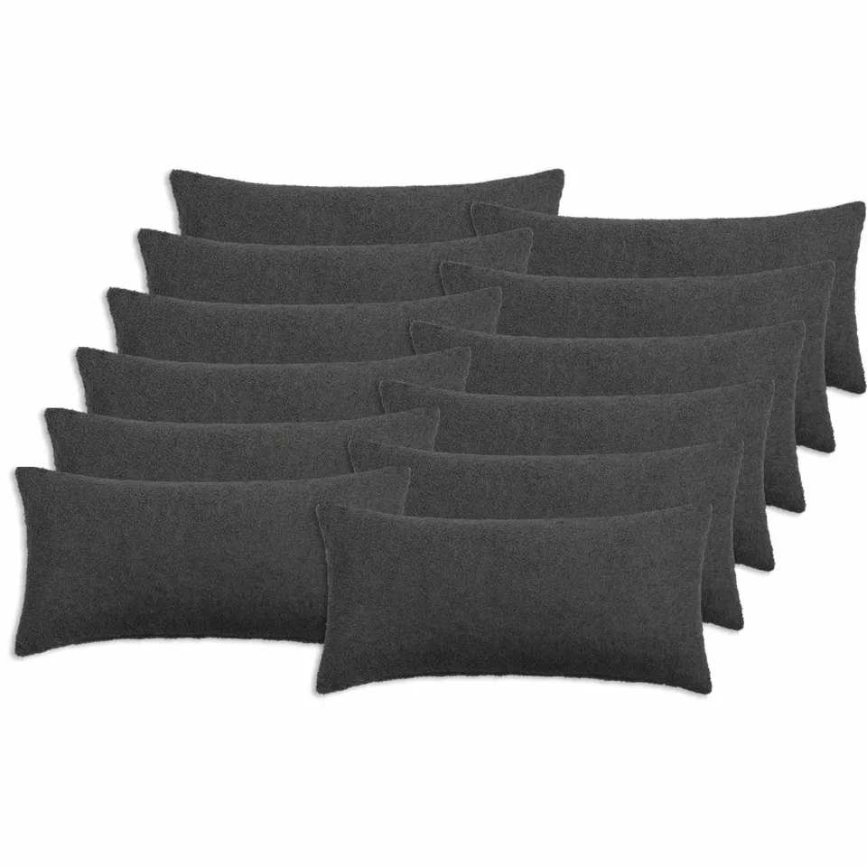 vidaXL Kussensloop 12 st HEERLEN Donkergrijs 40 x 80 cm Bouclé