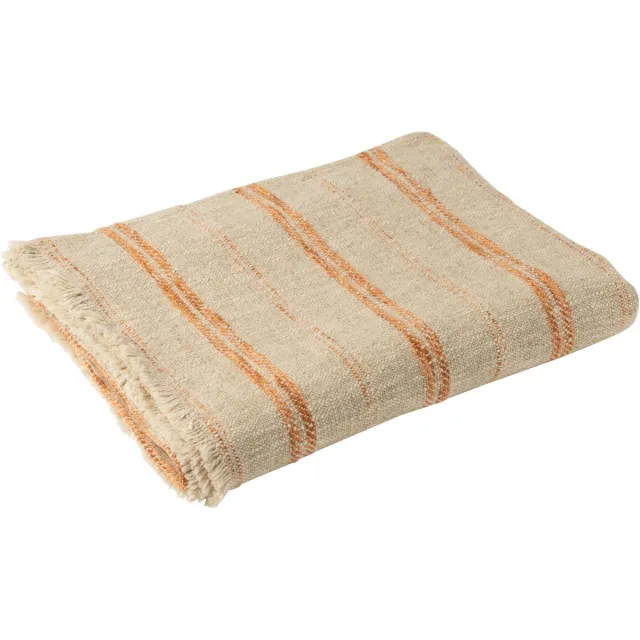 J-Line plaid Strepen - linnen/katoen - beige/roest Oranje