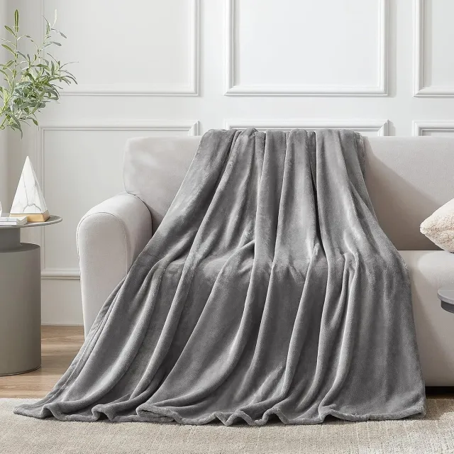 Ibenzoa Grote, Comfortabele Flanel Dekens - 150 x 200 cm - Zwart/Grijs
