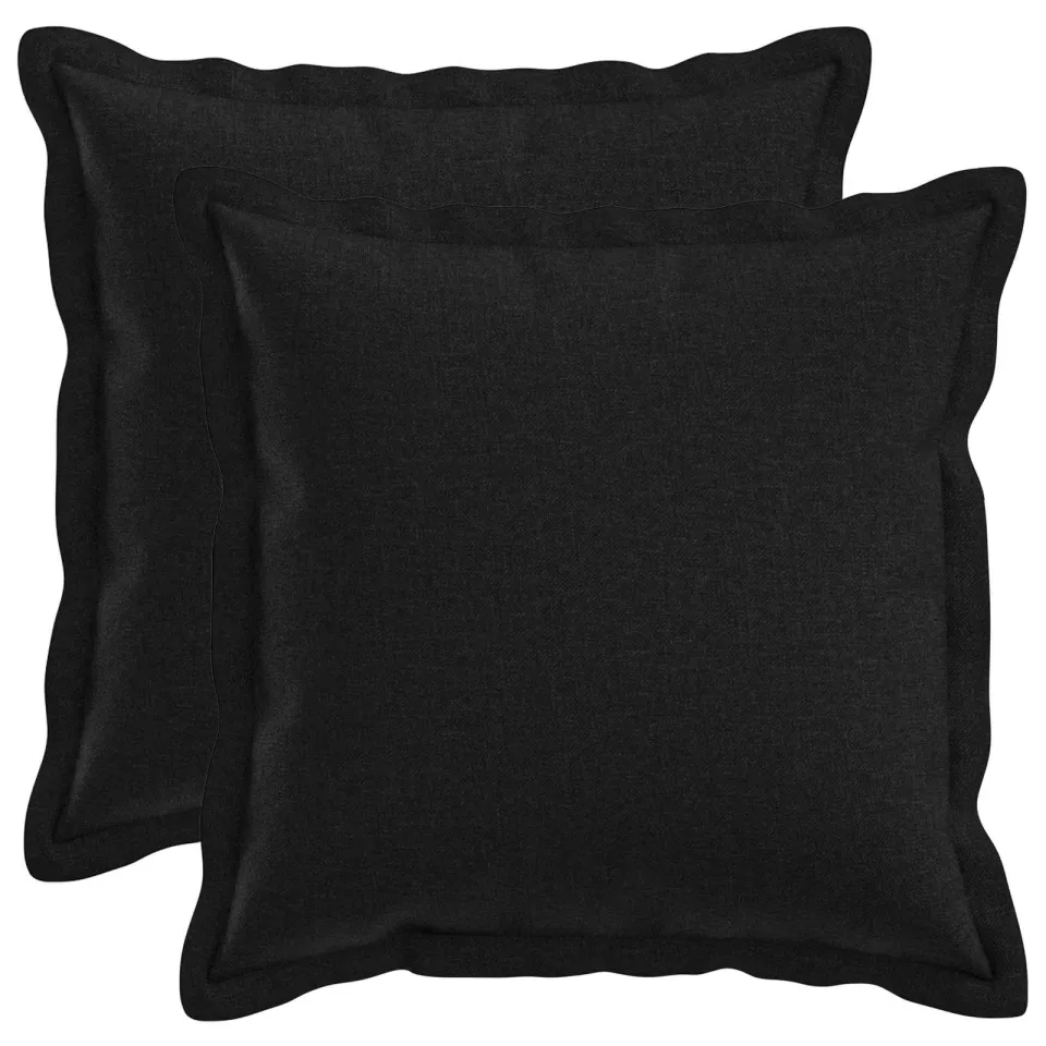 vidaXL Kussensloop 2 st HOUTEN Zwart 35 x 35 cm Faux Linnen, foto 3