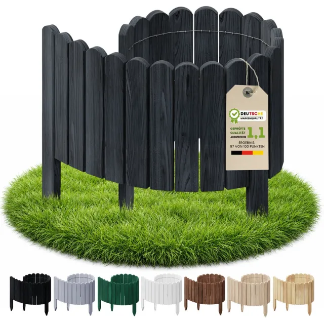 Floranica rolborder hout - 100 cm - 40 cm hoog - antraciet - ronde bovenkant - boomspiegel - grenen
