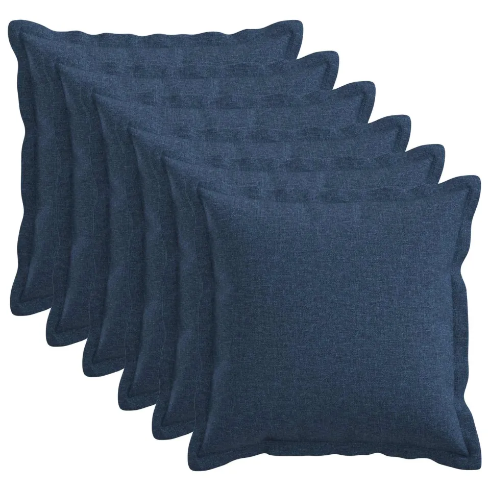 vidaXL Kussensloop 6 st HOUTEN Blauw 50 x 50 cm Faux Linnen, foto 3