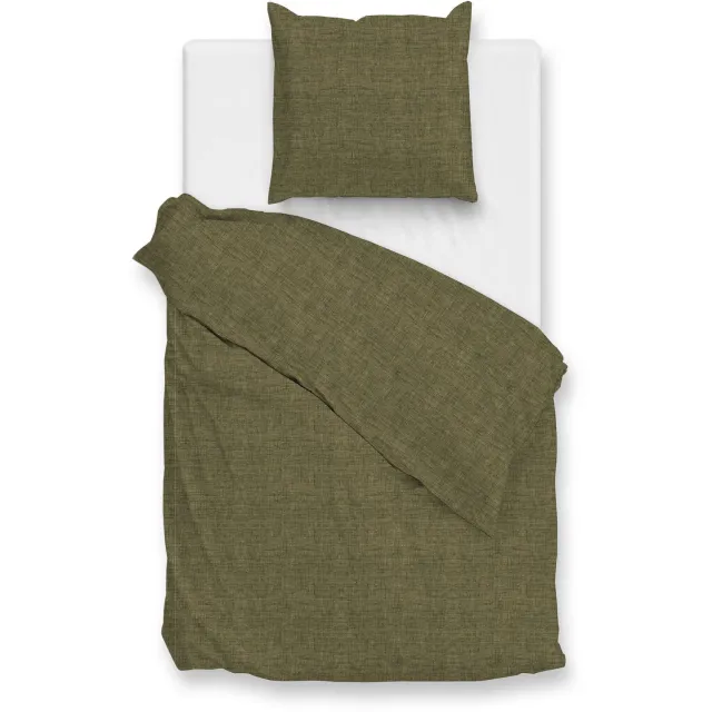 Zohome Dekbedovertrek Flanella di Lino - Olijfgroen - Dekbedhoes van 100% Katoen-Flanel - Uni - 1 sloop 60/70 cm Olive Green