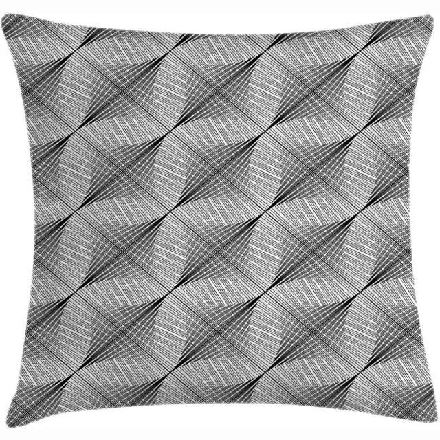 ABAKUHAUS Abstracte Kussenhoes – Diagonale Strepen, Beidzijdig bedrukt – 50x50 cm Anthraciet grijs