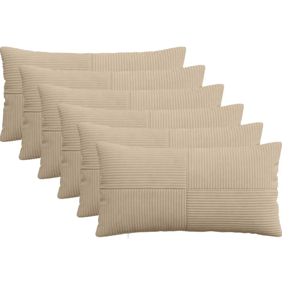 vidaXL Kussensloop 6 st ALMELO Taupe 40 x 70 cm corduroy, foto 3