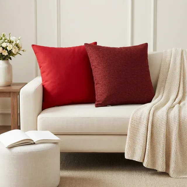 vidaXL Kussensloop 2 st HEERLEN Rood 50 x 50 cm Stof