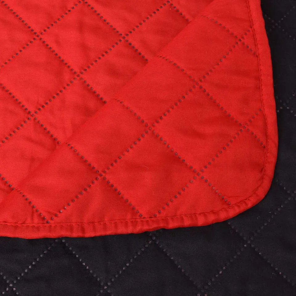 vidaXL Dubbelzijdig Quilted Bedspread Rood en Zwart 170x210 cm, foto 4