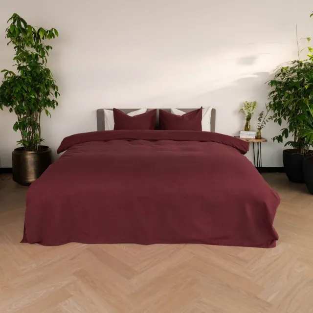 kayori Kiyu Dekbedovertrek Flanel - 2 slopen - Extra Zacht & Heerlijk Warm - Burgundy