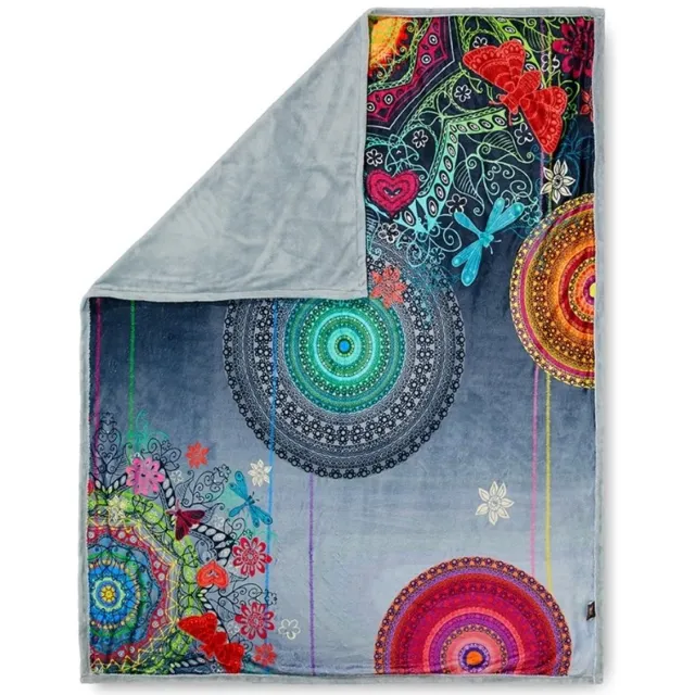 Hip Plaid Freya - 130x160 - Mandala's En Vlinders - Grijs multi