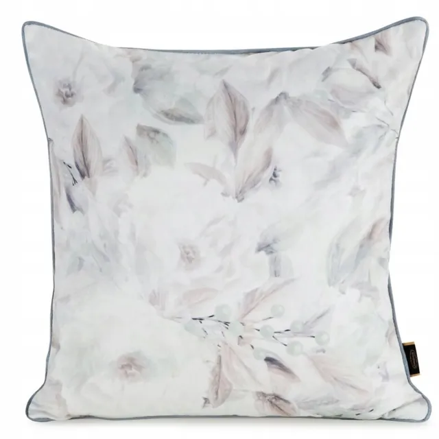 Eurofirany Decoratieve Kussenhoes Fluweel Wit Bloemen 45x45 cm