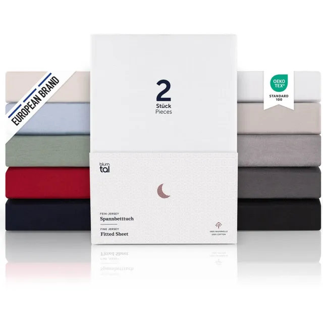 Blumtal Hoeslaken Premium Jersey - 160 x 200 cm - tot 15 cm Topperhoogte - Wit - 100% Katoen - Topper - Set van 2