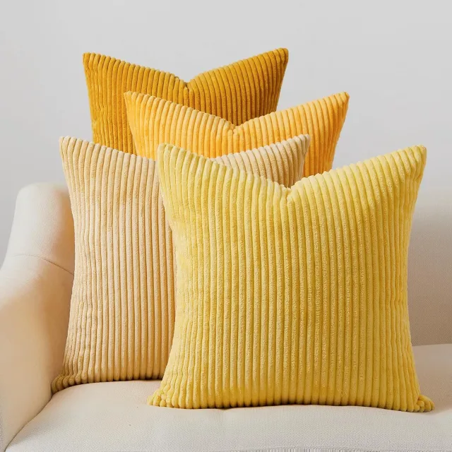 Ibenzoa Kleurrijke Set van Vier Decoratieve Corduroy Kussenslopen voor Stijlvolle Woonkamer en Slaapkamer Decoratie geel
