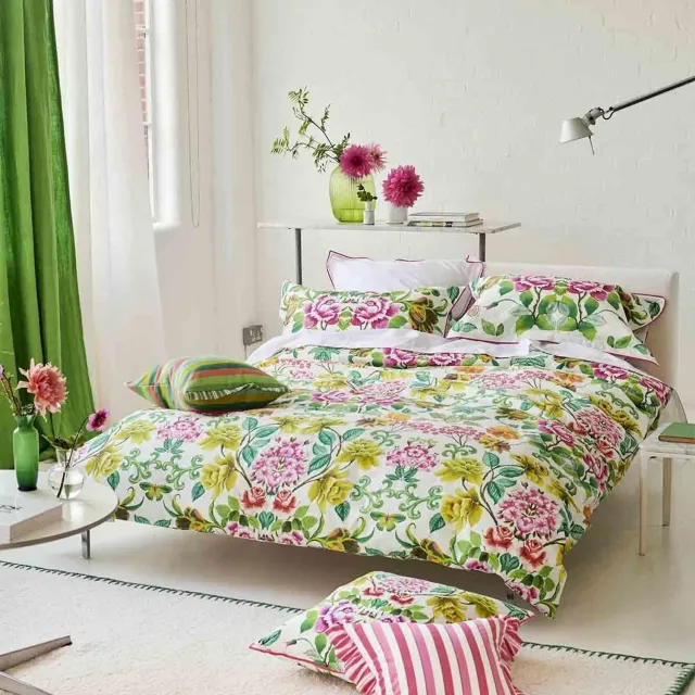 Designers Guild Eleonora Emerald - Effen dekbedovertrek in perkal katoen Multicolour