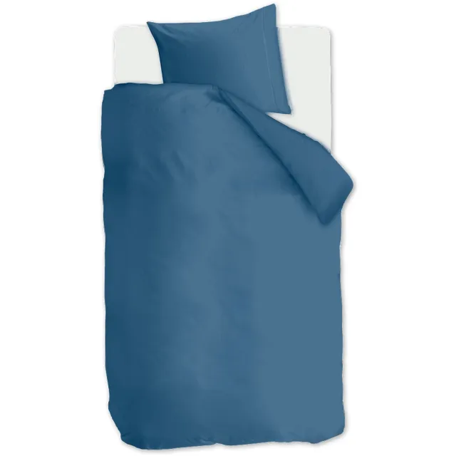Auping Navy blue satin Dekbedovertrek - Eenpersoons 140 x 220 cm - Katoensatijn - Blauw