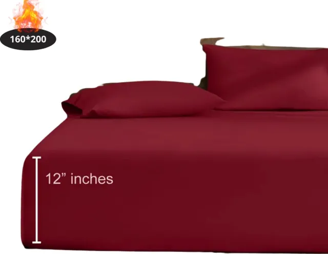 Nivard Hoeslaken Set - Inclusief Kussensloop - 3 Delige Set - Beddengoed - Fitted Sheet - Pillow Case - Bed - Bordeauxrood 160 x 200