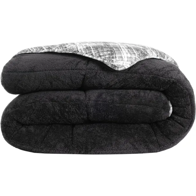 De Linde Home Dekbed zonder overtrek, 4 Seizoenen Dekbed, Teddy, Wasbaar Dekbed, Inclusief Kussensloop, Zwart, 200x200 cm, Tweepersoons, Bedrukt dekbed, Teddy Dekbedovertrek, 2 in 1 Dekbed, Hoesloos Dekbed, Ultra Soft Dekbed, Hypoallergeen, De Linde Home