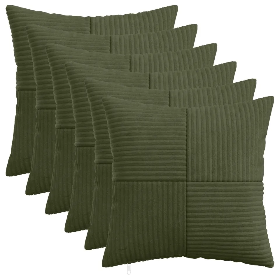 vidaXL Kussensloop 6 st ALMELO Groen 50 x 50 cm corduroy, foto 3