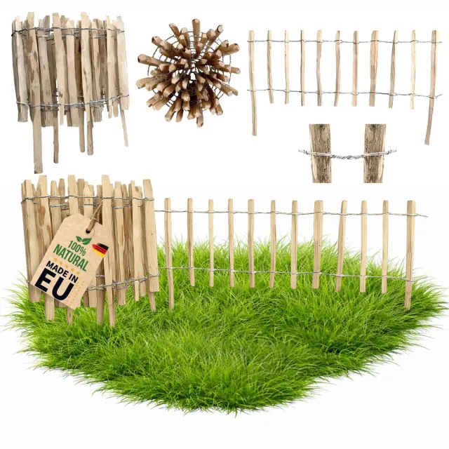 Floranica Schapenhek hazelaar hoogte 35 cm x 5 m, houten borderrand tuin, lamelafstand 8-10 cm, decoratief tuinhek Lattenafstand 8-10 cm