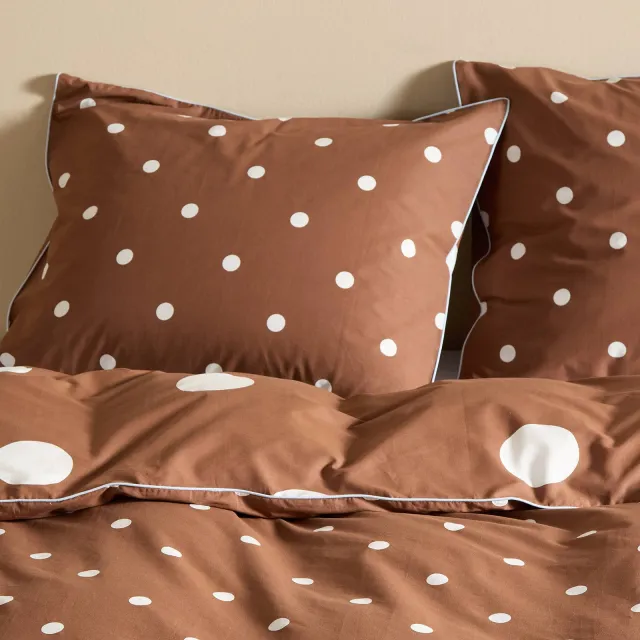 NOUS Living katoenen 2-persoons dekbedovertrek met stippen 200x220 cm - bruin