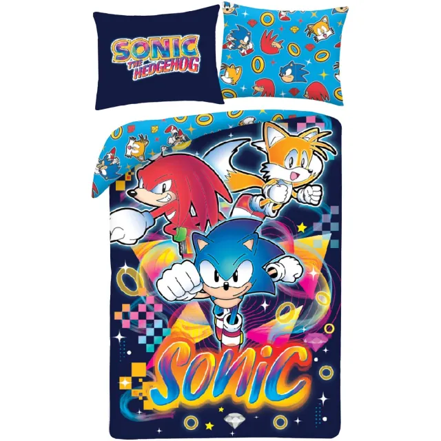 Sonic the Hedgehog Dekbedovertrek Neon - 140 x 200 cm / 70 x 90 cm - Polyester Multicolor
