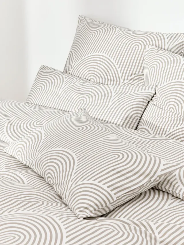 Westwing Collection Katoenen dekbedovertrek Arcs Beige