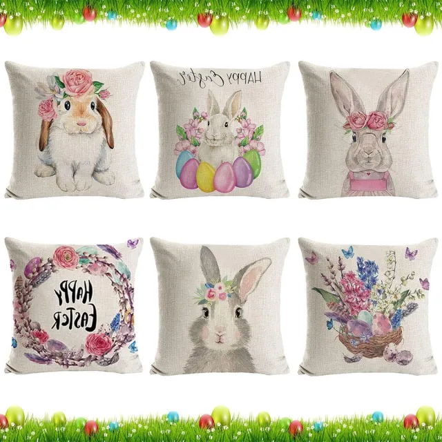 By Shane ByShane - Decoratieve paashaas kussenhoezen voor Pasen - 6 stuks any