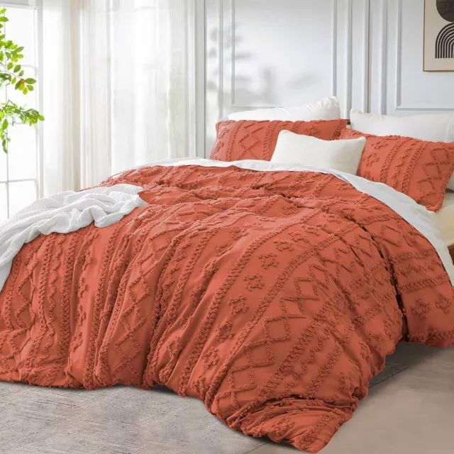Ibenzoa Omkeerbaar dekbedovertrek in bohemien stijl met geometrisch patroon Oranje