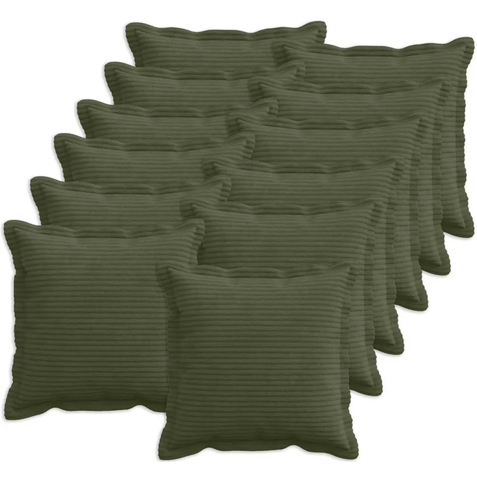 vidaXL Kussensloop 12 st HOUTEN Groen 45 x 45 cm corduroy, foto 3