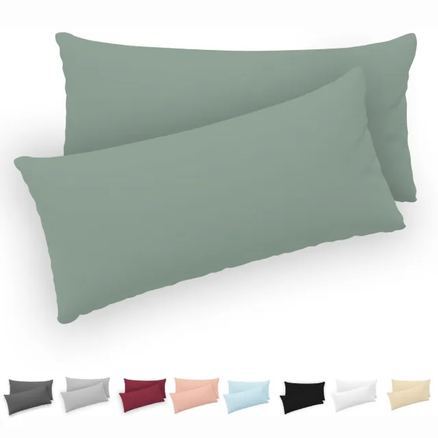 Famanu Kussensloop 40 x 80 cm, set van 2, 100% katoen jersey, kussenhoezen met ritssluiting voor een veilige en comfortabele slaapervaring met luxe uitstraling Zwart