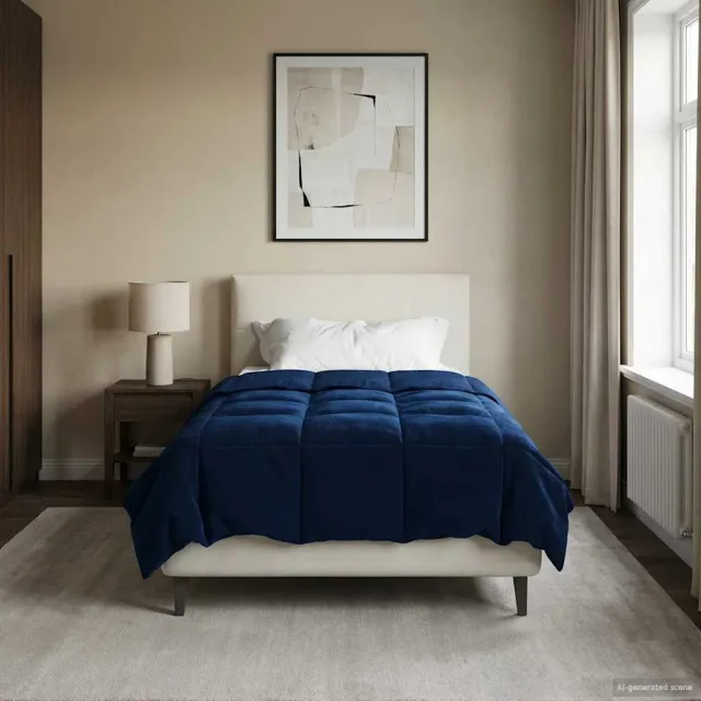 vidaXL Vol jaar dekbed 155 x 220 cm Microfiber (100% polyester) Blauw