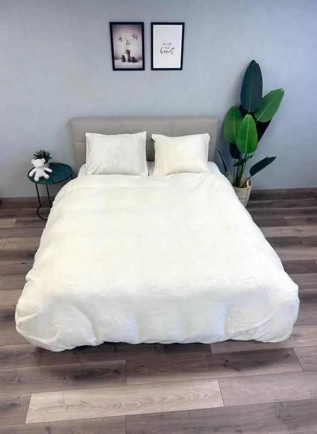 Beau Maison Teddy Fleece Dekbedovertrek Pearl White 140x200/220 cm wit