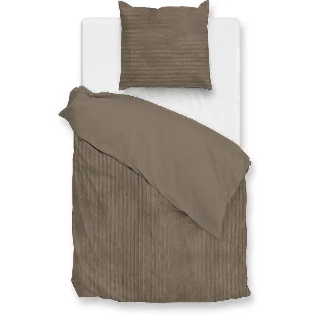 Zohome Teddy Rib Fleece Dekbedovertrek Pile di Ribcord – Dekbedovertrek - Real Taupe