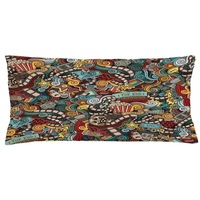 ABAKUHAUS Gekritzel Kussenhoes – Popcorn – Dubbelzijdig bedrukt – Rubin-Teal 90x40 Rubin Teal