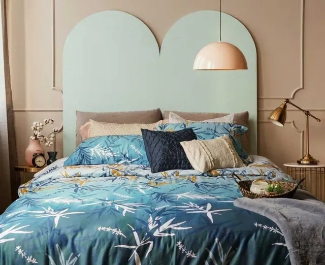 Suite sheets Dekbedovertrek Katoen Satijn Raining Daffodils - Lits Jumeaux 240x200/220 cm + 2 Kussenslopen - 350TC Zeer mooie kwaliteit Blauw