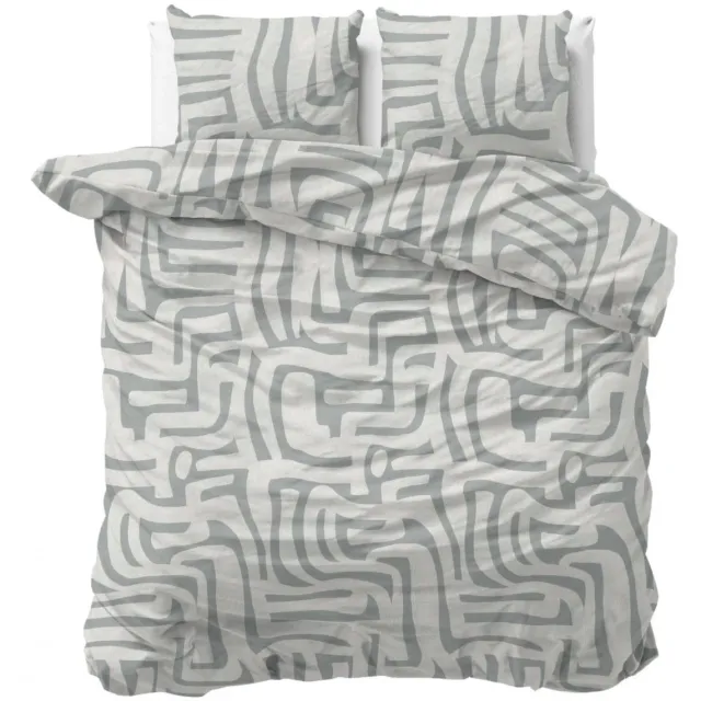 Sleeptime Sleeps Danis Flanel Dekbedovertrek Groen/Grijs - 240x200/220 cm - Warm en Zacht