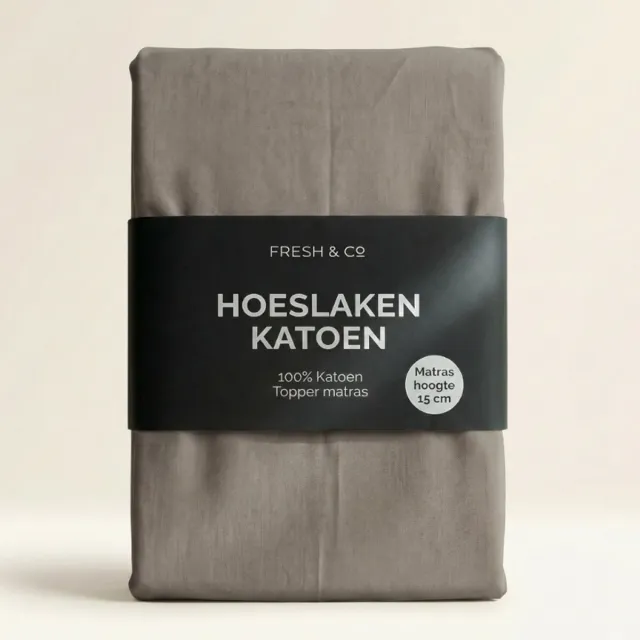 Fresh & Co Verkoelende Topper Hoeslaken - Grijs - 160x200 cm - Katoen - Fresh & Co Wit