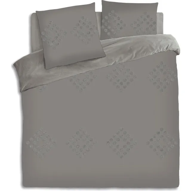 Atmosphera Dekbedovertrek set met 2 kussenslopen 240x220cm Tuft grijs Wit